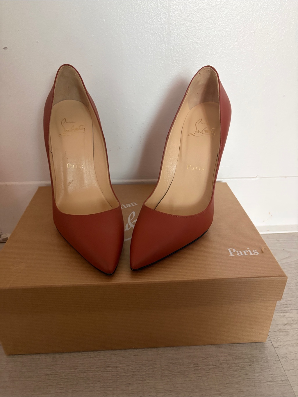 100% Authentic Christian Louboutin Rust Pointed-Toe Stiletto Pumps